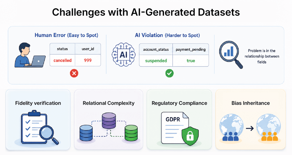 Challenges with AI-Generated Datasets